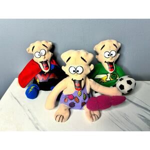Vintage Warheads Wally Plush Lot of 3 Sour Candy Mascot Toys 90s